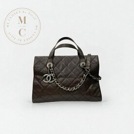 シャネル CHANEL バッグ ショルダーバッグ ブラウン シルバー ガンメタリック金具 マトラッセ キャビアスキン ココマーク チェーン 2WAYハンドバッグ