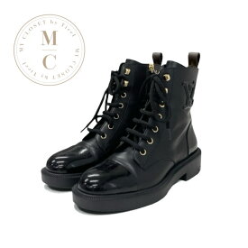 ルイヴィトン LOUIS VUITTON シチズンライン モノグラム ブーツ ショートブーツ 靴 シューズ レザー ブラック 黒 ロゴ レースアップ アンクルブーツ