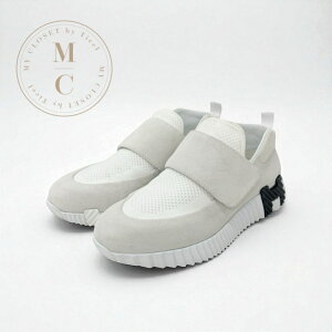 エルメス HERMES H スニーカー 靴 シューズ スエード ファブリック ホワイト 白 ベルクロ