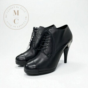 �V���l�� CHANEL �u�[�c �V���[�g�u�[�c �C �V���[�Y ���U�[ �u���b�N �� ���[�X�A�b�v �p�[�� �u�[�e�B