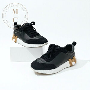 エルメス HERMES バウンシング スニーカー 靴 シューズ レザー スエード ブラック ホワイト