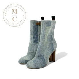 ルイヴィトン LOUIS VUITTON シルエットライン ブーツ ショートブーツ 靴 シューズ デニム ライトブルー ブラウン アンクルブーツ