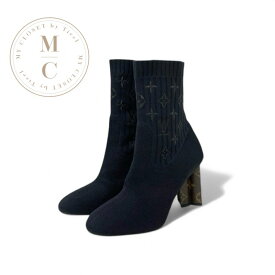 ルイヴィトン LOUIS VUITTON シルエットライン モノグラム ブーツ ショートブーツ 靴 シューズ ファブリック レザー ブラック ブラウン ニット アンクルブーツ ソックスブーツ