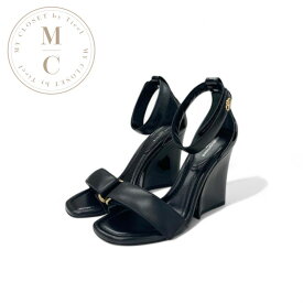 ルイヴィトン LOUIS VUITTON ステラーライン サンダル 靴 シューズ レザー パテント ブラック ゴールド 未使用 ロゴ ストラップ エナメル