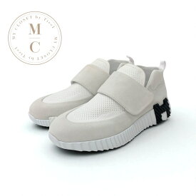 エルメス HERMES H スニーカー 靴 シューズ スエード ファブリック ホワイト 未使用 ベルクロ