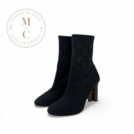 ルイヴィトン LOUIS VUITTON シルエットライン モノグラム ブーツ ショートブーツ 靴 シューズ ファブリック レザー ブラック ブラウン 黒 アンクルブーツ ニット ソックスブーツ