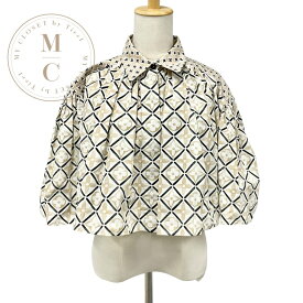 ルイヴィトン LOUIS VUITTON トップス コットン ベージュ モノグラムタイルケープブラウス シャツ クロップド丈 半袖