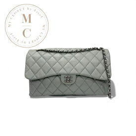 シャネル CHANEL バッグ ショルダーバッグ グレー シルバー デカマトラッセ ターンロック ココマーク シングルフラップ ダブルチェーン