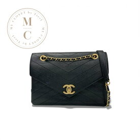シャネル CHANEL バッグ ショルダーバッグ レザー ブラック ゴールド ターンロック ココマーク シェブロン Vステッチ ダブルチェーン