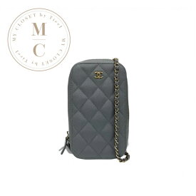 シャネル CHANEL バッグ ショルダーバッグ グレー ゴールド ココマーク マトラッセ フォンケース モバイルポーチ チェーンショルダー