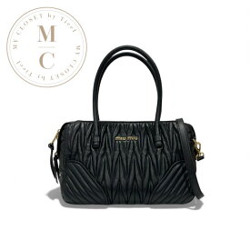 ミュウミュウ MIUMIU ハンドバッグ バッグ ブラック ゴールド ロゴ マテラッセ 2way ショルダーバッグ