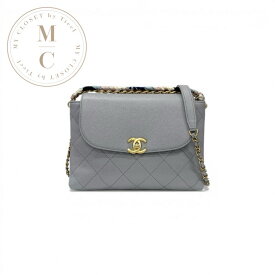 シャネル CHANEL バッグ ショルダーバッグ グレー ゴールド マトラッセ ココマーク キャビアスキン チェーン ターンロック 2WAY