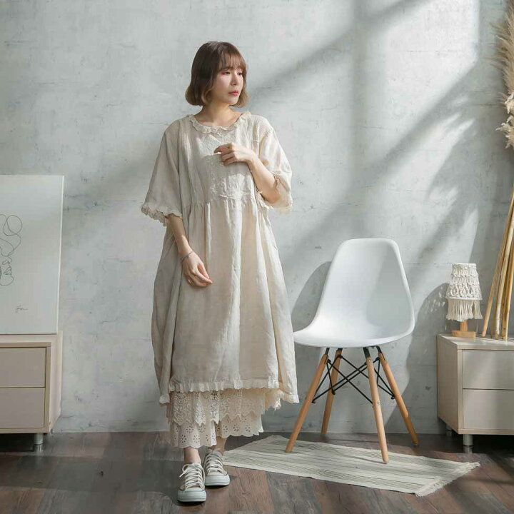 楽天市場】【完売御礼】 リネンワンピース 刺繍 ワンピース 【全 1 色【 ベージュ ベイジ 肌色 】 半袖 リネン100% 麻100%  ヘンプ100% 天然素材 スカラップレース 春服 春物 春用 春夏 夏服 夏物 夏用 : Mycloset moi モイ　カンタ刺繍　キルト　リネンワンピース