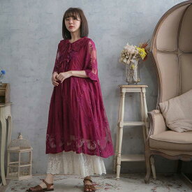 楽天市場 ワインレッド 柄花 植物 ワンピース レディースファッション の通販