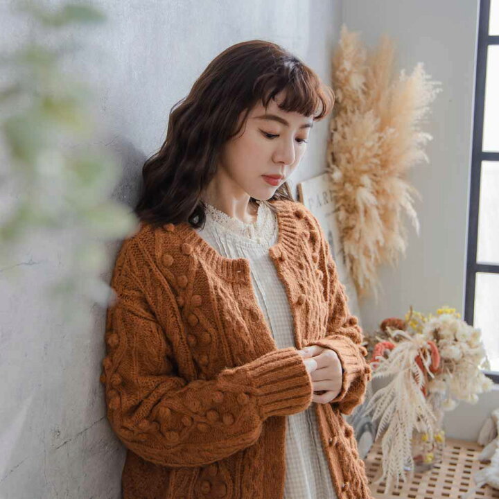 楽天市場】ボタン留め カーディガン 厚手 ざっくり編み 長袖  