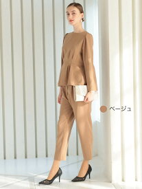 【レンタルドレス】レビュー書いて【往復送料無料】 選べるコーデセット ゲストドレス フォーマル パーティードレス ベージュ/グレージュ/ブラック セットアップ ペプラムパンツスーツドレス 袖あり 結婚式 2次会 お呼ばれ 9号/11号/13号 M/L/XL 大きいサイズ