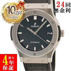 【10%OFFセール &最大3万円割引クーポン数量限定】 ウブロ HUBLOT クラシックフュージョン チタニウム グリーン 511.NX.1171.LR 黒 バー メンズ 腕時計自動巻き ブラック 【中古】