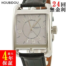 【最大3万円割引クーポン数量限定】 エルメス HERMES ケープコッド グランザール CD4.890 K18WG無垢 角型 アラビア 限定 メンズ 腕時計自動巻き グレー 【中古】