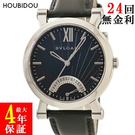 【ポイント10倍 5/27 2時まで】 ブルガリ BVLGARI ソティリオ ブルガリ 101706 SB42BSLDR OH済 黒 ローマン バー デイトレトログラード メンズ 腕時計自動巻き ブラック 【中古】