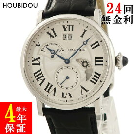 カルティエ Cartier ロトンド ドゥ カルティエ GMT W1556368 ローマン ギヨシェ 青針 ビッグデイト スモセコ メンズ 腕時計自動巻き シルバー 【中古】