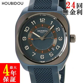 エルメス HERMES H08 エクストララージ SP1.744 未使用 マットブルーDLC加工 アラビア 角型 軽量 2022年 メンズ 腕時計自動巻き ネイビー 【中古】