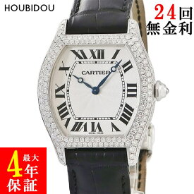 カルティエ Cartier トーチュ LM WA504351 K18WG無垢 純正ダイヤ シルバー メンズ 腕時計手巻き シルバー 【中古】