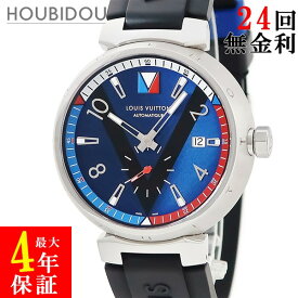 ルイヴィトン LOUIS VUITTON タンブール ブルー スモールセコンド Q1D21 フランスカラー Vライン メンズ 腕時計自動巻き ブルー 【中古】