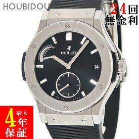 ウブロ HUBLOT クラシックフュージョン 8デイズ チタニウム 516.NX.1470.LR ブラック パワーリザーブ メンズ 腕時計手巻き ブラック 【中古】