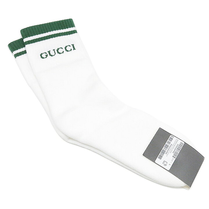 楽天市場 グッチ Gucci ファッション雑貨 コットン ソックス コットン ホワイトコットン 緑 靴下 ラインソックス 新品 未使用 メンズ定番 人気 美品 中古 Houbidou 心斎橋店