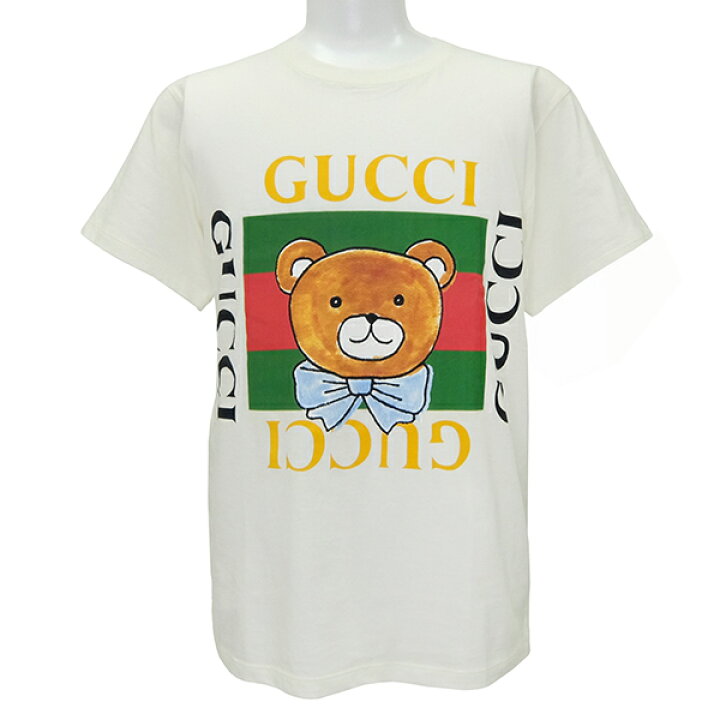楽天市場 グッチ Gucci 半袖ｔシャツ Exo Kai コラボ テディベア コットン アイボリー レディース 箱 定番 人気 美品 中古 Houbidou 心斎橋店