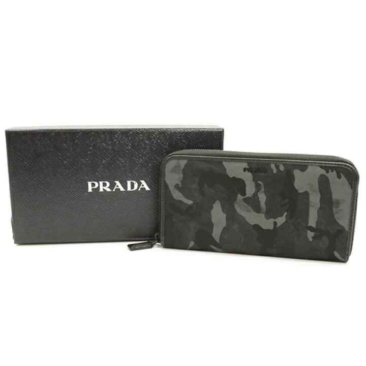 楽天市場 プラダ Prada 長財布 迷彩 カモフラ ラウンドファスナー ナイロン ブルー Tessuto St Camo ブラック金具 2ml317 メンズ 箱 定番 人気 美品 中古 Houbidou 心斎橋店