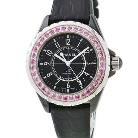 シャネル CHANEL J12 H0684 サファイヤ 黒 ピンク メンズ 腕時計自動巻き ブラック 【中古】