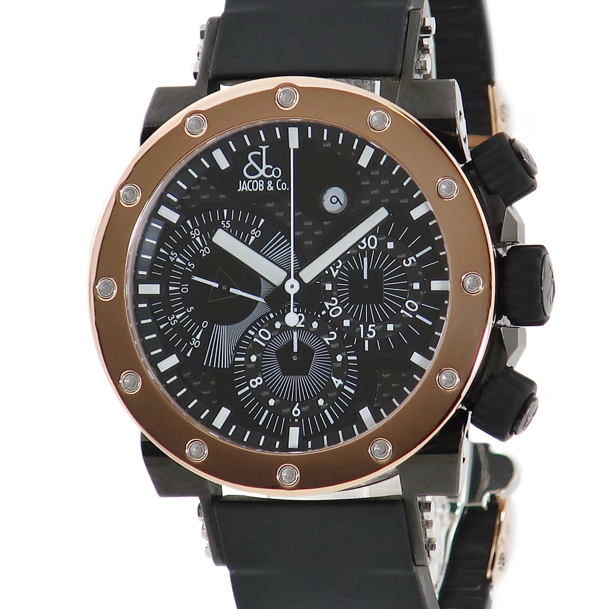 ジェイコブ JACOB エピック2 JC-E1 K18RG×SS コンビ 黒 バー メンズ 腕時計自動巻き ブラック 【中古】