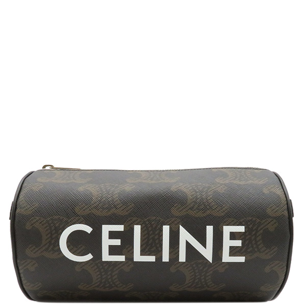 Celine Shoulder Bag Triomphe Cylinder Canvas Black Pochette Metal Fittings