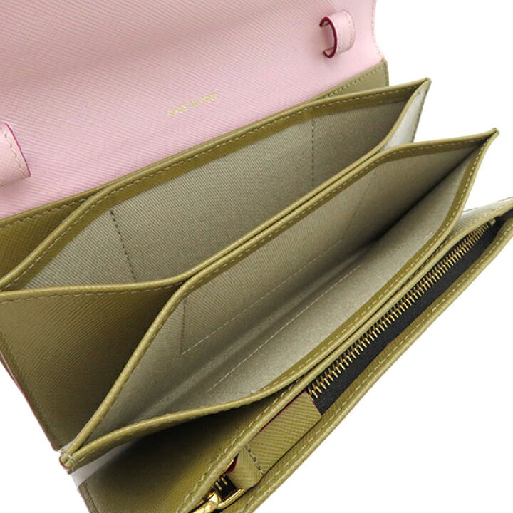 楽天市場】マルニ MARNI チェーンウォレット レザー ピンク×カーキ 