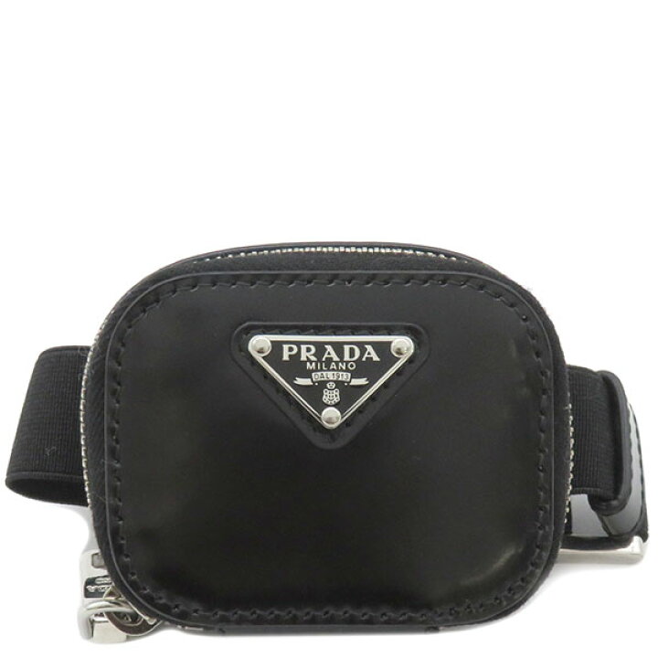 楽天市場】プラダ PRADA ポーチ レザー ブラック シルバー金具 黒 三角 