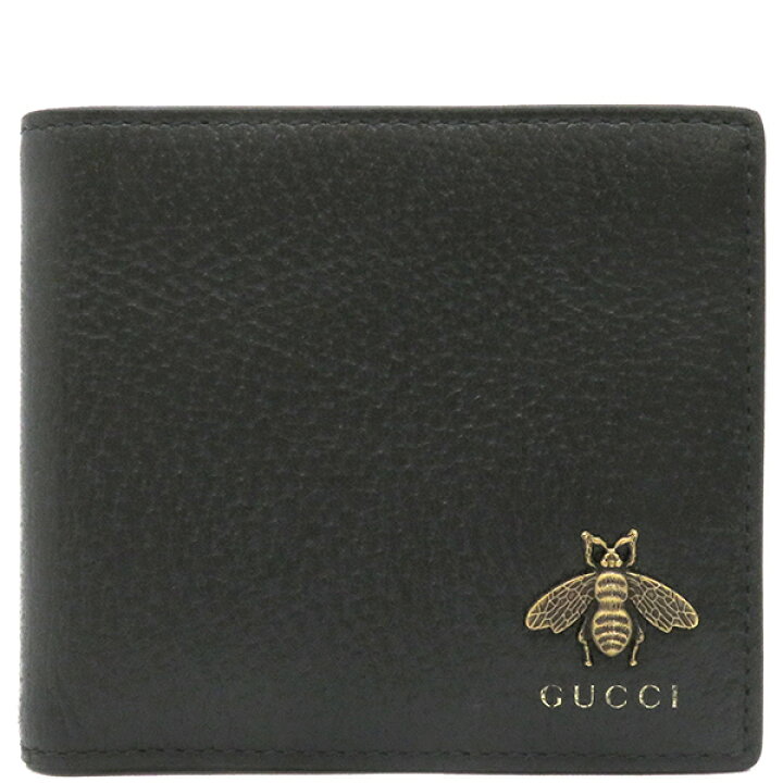 楽天市場】グッチ GUCCI 二つ折り財布 アニマリエ レザー ブラック 黒 