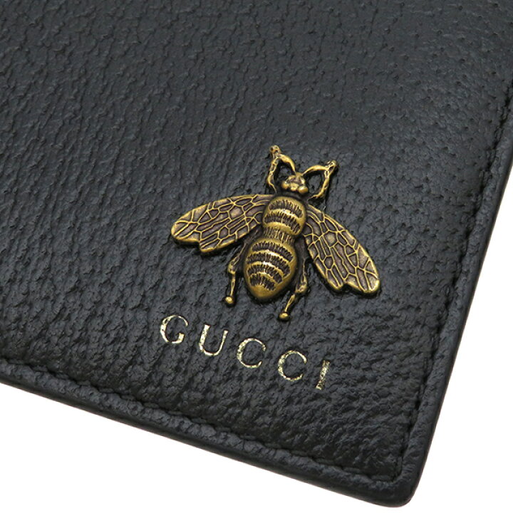 楽天市場】グッチ GUCCI 二つ折り財布 アニマリエ レザー ブラック 黒 