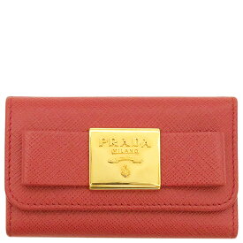 プラダ PRADA キーケース リボン 6連 サフィアーノレザー レッド 赤 ゴールド金具 1M0222 レディース定番 人気 美品 【中古】