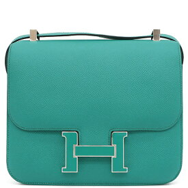 【ポイント5倍 4/27 10時まで】 エルメス HERMES ショルダーバッグ コンスタンス3 24 ヴェルソ ヴォーエプソン ブルーパオン×ミント シルバー金具 グリーン金具 バイカラー 青緑 X刻印【中古】