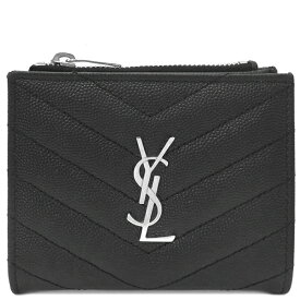 【最大3万円割引クーポン 数量限定 4/17 10時まで】 サンローラン SAINT LAURENT 二つ折り財布 モノグラム バイフォールドウォレット レザー ブラック シルバー金具 黒 575879 【箱】【中古】