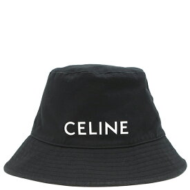 セリーヌ CELINE ハット ロゴ プリント バケットハット コットン ブラック M 黒 2AU5B968P【中古】