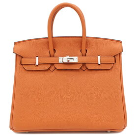 エルメス HERMES ハンドバッグ バーキン25 トゴ オレンジ シルバー金具 新品 未使用 B刻印（2023年製） 【箱】【中古】