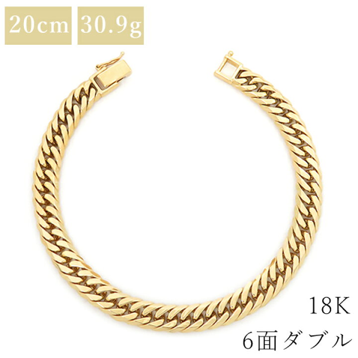 楽天市場】喜平 ブレスレット K18 18金 20cm 30.9g 6面 ダブル W K18YG