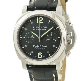 パネライ PANERAI ルミノール クロノグラフ PAM00310 OH済 L番 黒 メンズ 腕時計自動巻き ブラック 【中古】