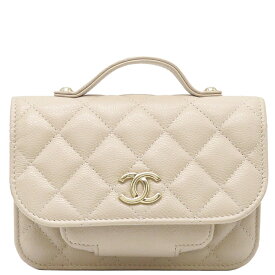 シャネル CHANEL 2WAYバッグ マトラッセ アフィニティ ミニ キャビアスキン ベージュ ゴールド金具 ショルダー AP2914 ランダムシリアル 【保存袋】【中古】