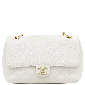 シャネル CHANEL 2WAYバッグ ココマーク チェーンショルダー キャビアスキン ホワイト シャンパンゴールド金具 白 29******【中古】