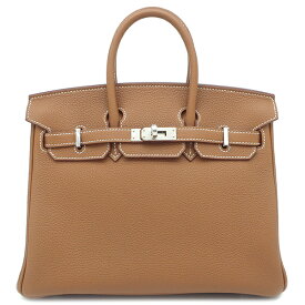 エルメス HERMES ハンドバッグ バーキン25 トゴ ゴールド シルバー金具 新品 未使用 茶 W刻印（2024年製） 【箱】【中古】