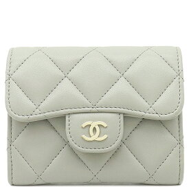 シャネル CHANEL チェーンウォレット マトラッセ ミニチェーンウォレット ラムスキン グレー ゴールド金具 チェーンショルダー AP0238 31****** 【箱】【中古】