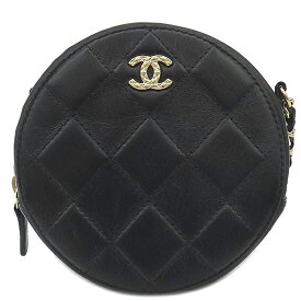 シャネル CHANEL ショルダーバッグ マトラッセ チェーンショルダー ラムスキン ブラック ゴールド金具 ラウンド サークル ミニバッグ 斜め掛け 黒 30******【中古】